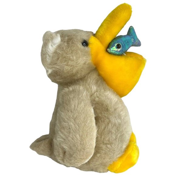 Good Stuff Plush Pelican With Fish In Mouth Bird 14 Inch Stuffed Animal Toy VTG - Picture 3 of 7